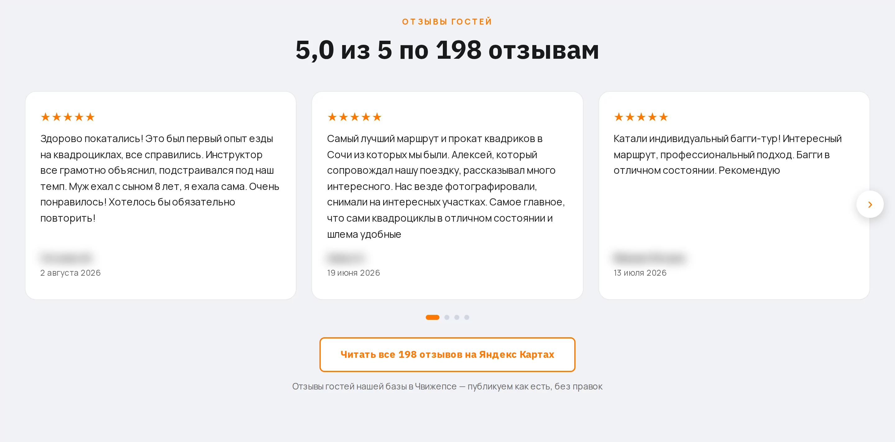 Отзывы гостей на сайте: 198, оценка 5,0, на 29.10.2026