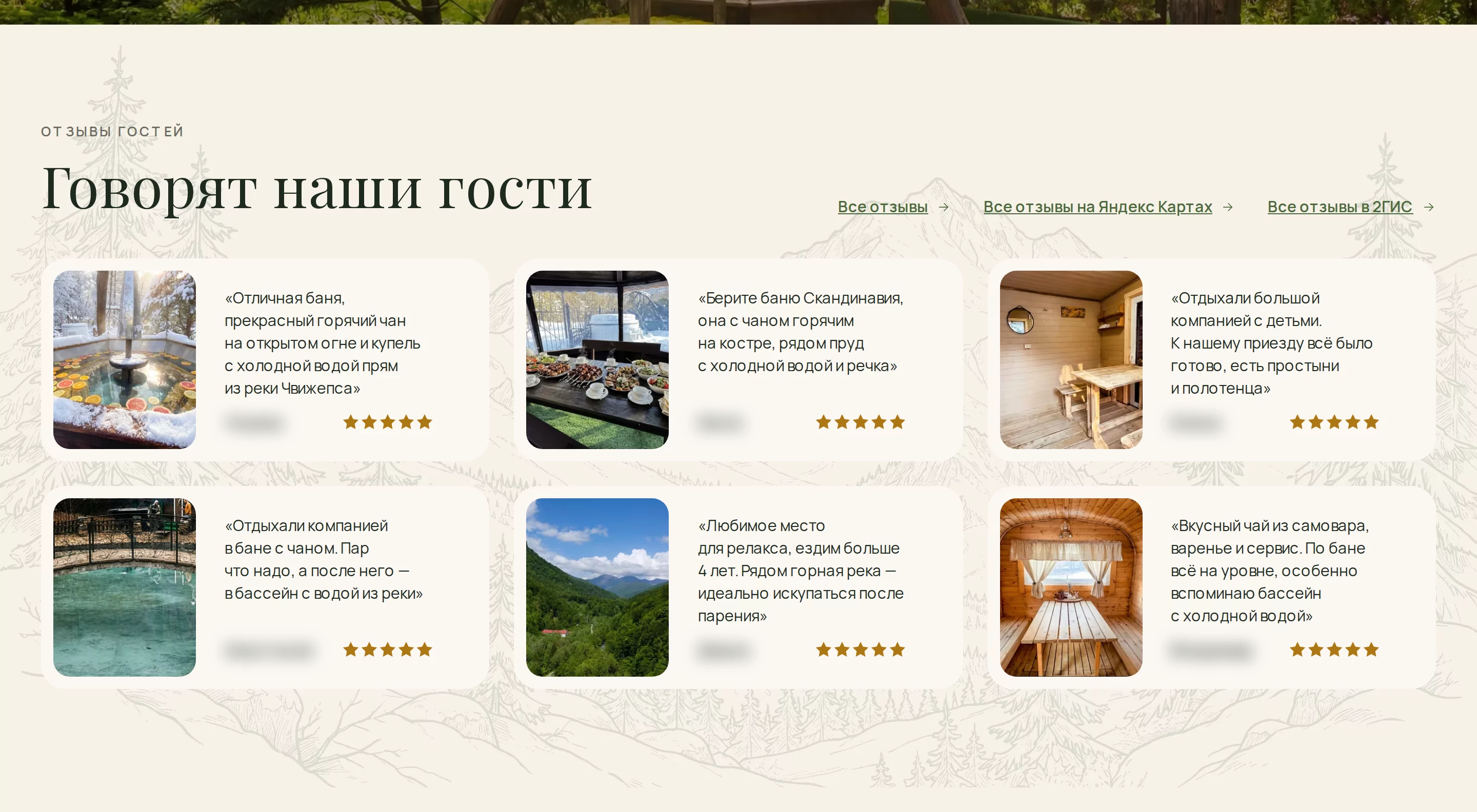 Отзывы гостей и ссылки на Яндекс Карты и 2ГИС